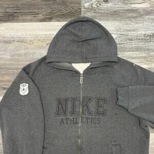 Vintage Y2k Nike Athletics Winter League Gray Mens‎ XXL Full Zip Fleece Hoodie